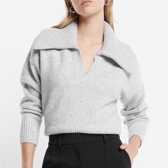 Express - Collared V-Neck Long Sleeve Sweater - Picture 1 of 1